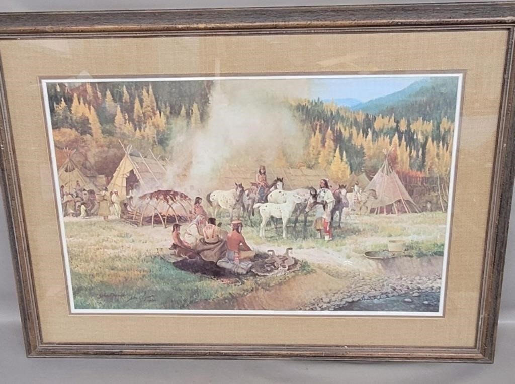 SIGNED JOHN CLYMER "SIOUX CAMP" 106/750 42" X 30"