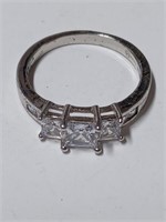 Clear Stone Silvertone Ring