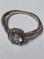 Marked 925 Clear Stone Ring- 3.3g