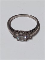 Marked 925 Clear Stone Ring- 2.9g