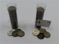 2 Rolls of Silver Jefferson Nickels, 1942-1945