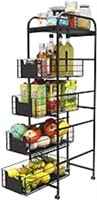 Whifea 5 Tier Slim Rolling Cart With Drawers
