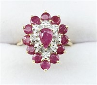 Ladies 14K Yellow Gold Ruby & Diamond Ring