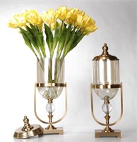 Gold Set Of Two Lidded Vases