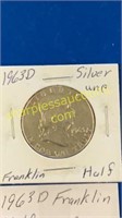1963 D Franklin silver half dollar - UNC