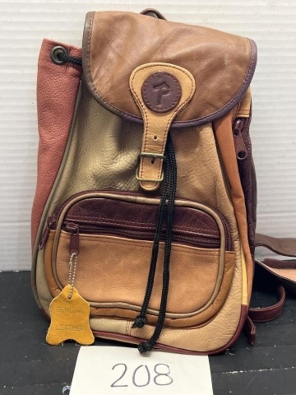 Genuine leather small backpack purse