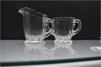 New Martinsville Janice Clear Cream and Sugar