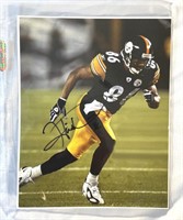 Hines Ward autographed 10" x 8”, certificate of