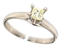 Platinum 1/3 ct Natural Fancy Yellow Diamond Ring