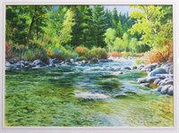 Idaho Artist Roy L Mason Framed Stream Watercolor