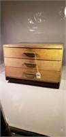 Wooden Box 3 Drawer, Metal Handle