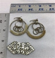 OF) PAIR OF EARRINGS AND PIN