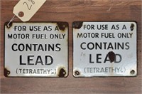 (2) "Contains Lead" Single-Sided Porcelain Signs