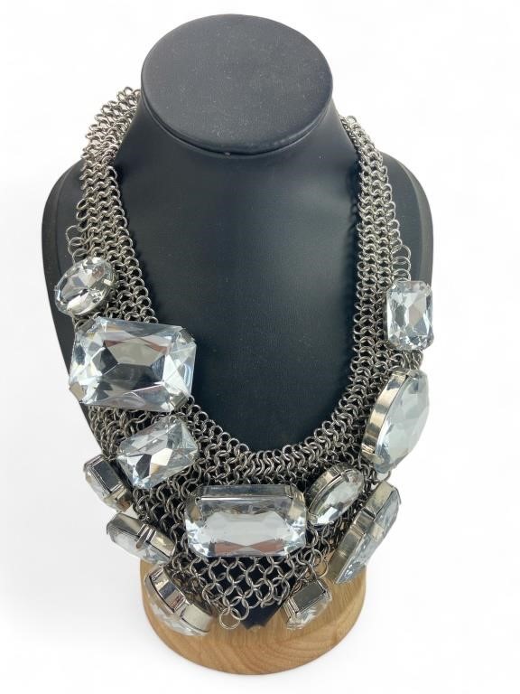 R.J. Graziano Round Chain-Link Clear Gem