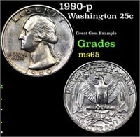 1980-p Washington Quarter 25c Grades GEM Unc