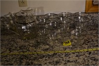 398: Vintage crystal stemmed glasses and pitcher