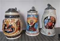 GROUP OF BUD COLLECTOR STEINS