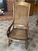 Antique Wood and Wicker Rocking Chair