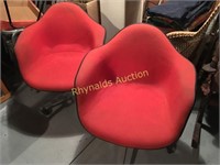 (2) Vintage Orange/red chairs on rollers