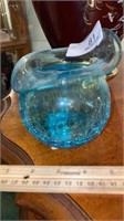 hand blown crackle glass vase