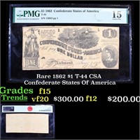 Rare 1862 $1 T-44 CSA Confederate States Of Americ