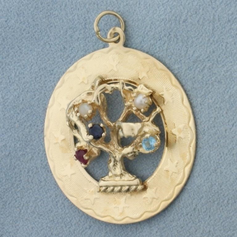 Gemstone Tree of Life Medallion Pendant or Charm i