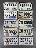 Ten Embossed Tennessee Motorcycle Tags