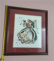 Cross stitch framed Angel of Elegance