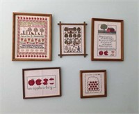 7 pieces framed needlepoint