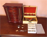 Jewelry boxs with jewelry and watches