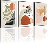 Set Of 3 Boho Wall Art Aluminum Frame Decor