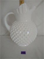 10" hobnail milk glass pitcher
