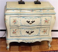 Painted decorated two drawer chest 33.5" tall x