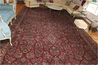 Karastan Red Sarouk 11' x 20' large area rug w/pad