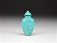 CHINESE CARVED TURQUOISE SNUFF BOTTLE