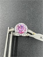 1.00 Carat Pink Diamond Moissanite Ring GRA