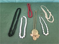 Assorted necklaces, beaded fashion jewelry,