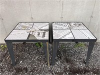 2 metal patio tables