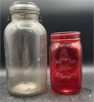 Antique Canning Jar (No Lid) & Hardin Red 24oz Jar
