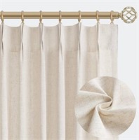 Natural Pinch Pleated Linen Curtains 84 In