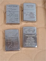 Four Zippo Vietnam lighters