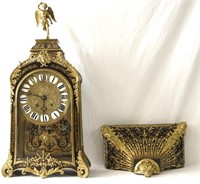 Boule Bracket clock w base & pendulum