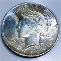 1924 Peace Silver Dollar Gem Uncirculated Toned