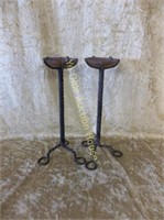 Pair of Twisted Candlesticks in Iron