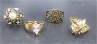 Lot Costume Rings Last Ring Missing A Few Stones