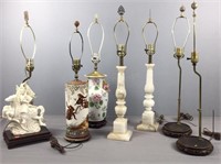 Lot Of Lamps And Shades Marble, Porcelain More