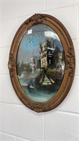 Reverse painting in frame (slight peeling)
