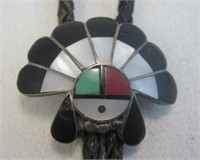 Zuni SS Multi Stone Inlay Sunface Bolo - Tested