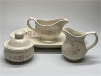 Pfaltzgraff Creamer, Sugar Bowl, Platter, and