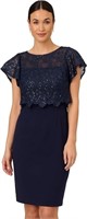 Adrianna Papell Womens Sequin Guipure Crepe Dress